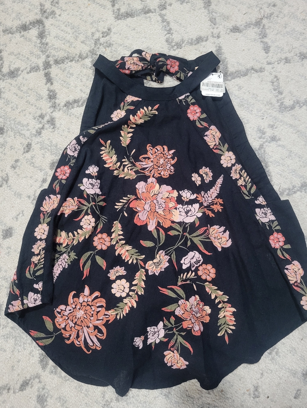 Free Peoe Black Floral Halter Top